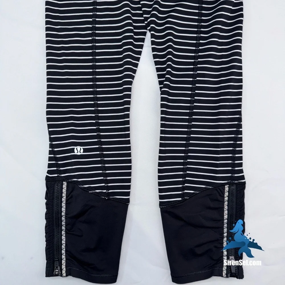 1076 lululemon Runday Crop - Size 4 - Parallel Stripe Black/White - Picture 7 of 14